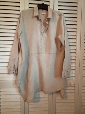 Lagenlook Luxury J. Jill Love Linen Button-Front Tunic in Beige